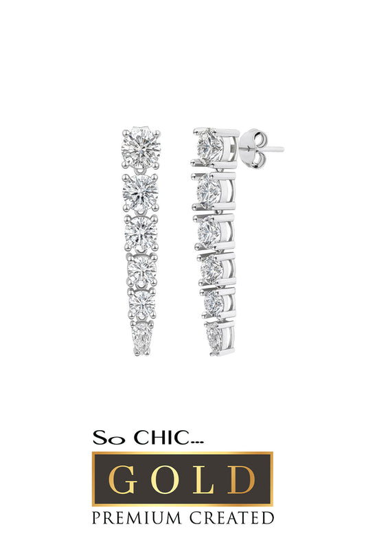 Beyaz Altın Sertifikalı Premium Created Taşlı Sallantılı Küpe Ww05600640199