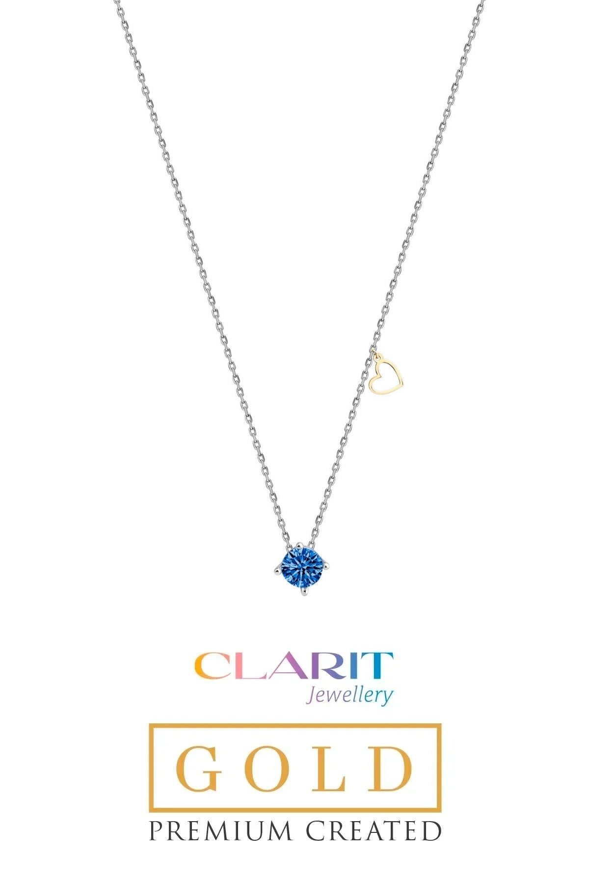 Created Aquamarine Taşlı Clarit Serisi 8 Ayar Beyaz Altın Kolye Ww05620140742