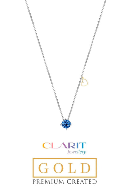 Created Aquamarine Taşlı Clarit Serisi 8 Ayar Beyaz Altın Kolye Ww05620140742
