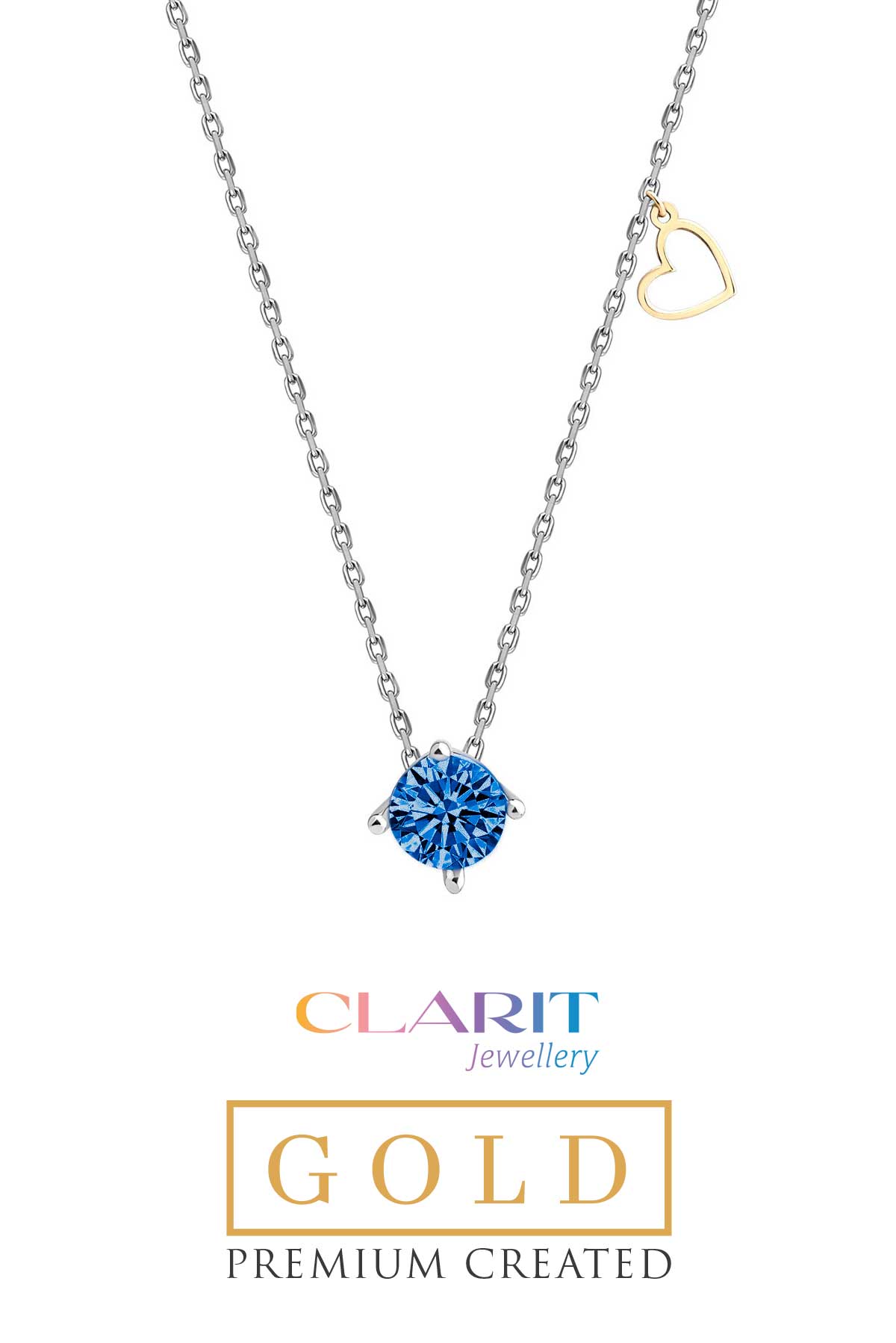 Created Aquamarine Taşlı Clarit Serisi 8 Ayar Beyaz Altın Kolye Ww05620140742