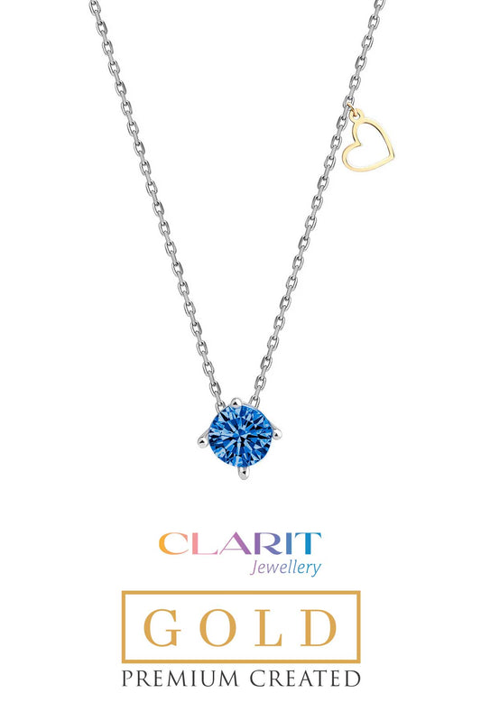 Created Aquamarine Taşlı Clarit Serisi 8 Ayar Beyaz Altın Kolye Ww05620140742