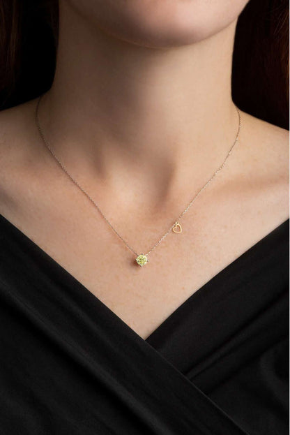 Created Light Yellow Canary Taşlı Clarit Serisi 8 Ayar Beyaz Altın Kolye Ww05620145442