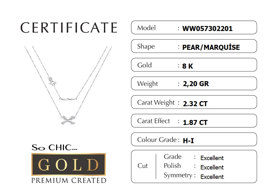 Yaz Çiçeği 8 Ayar Beyaz Altın Premium Created Taşlı Tektaş Kolye Ww05730220142