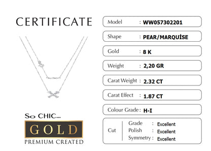 Yaz Çiçeği 8 Ayar Beyaz Altın Premium Created Taşlı Tektaş Kolye Ww05730220142