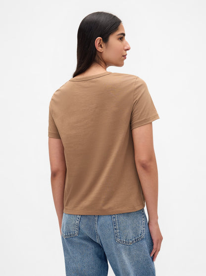 Kahverengi %100 Organik Pamuk Vintagesoft T-shirt