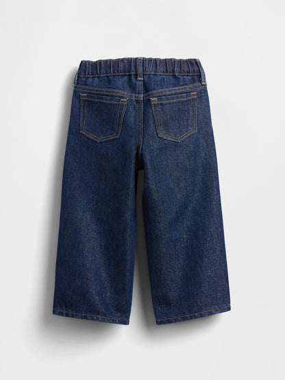 Koyu Mavi Metallic Pull-on Baggy Jean Pantolon
