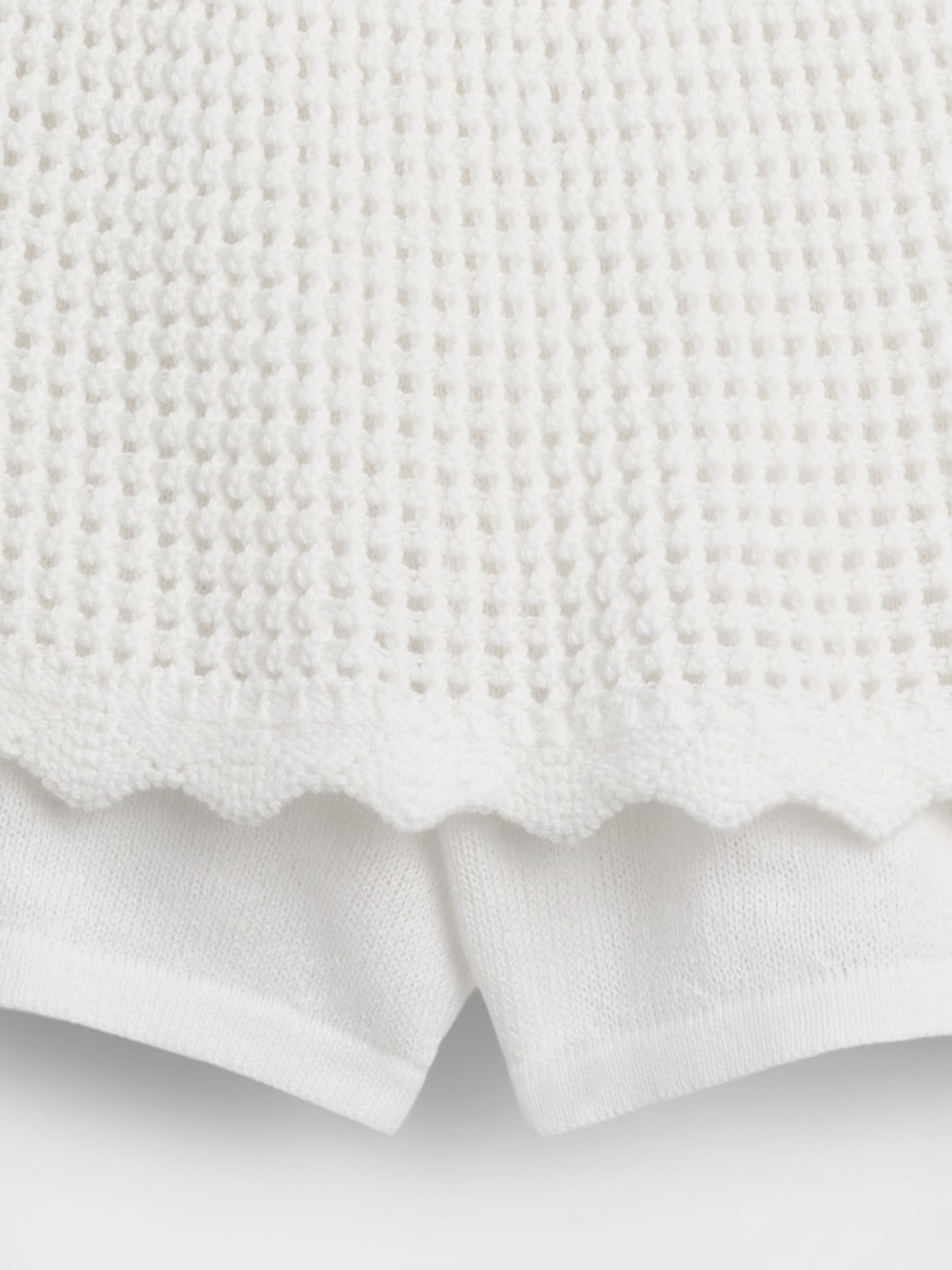 Beyaz Tiered Crochet Şort Etek