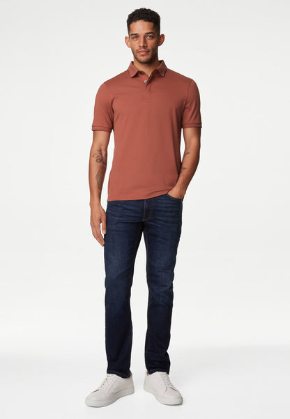 Saf Pamuklu Kısa Kollu Polo Yaka T-shirt