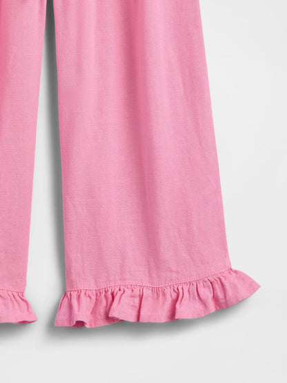 Koyu Pembe Keten Karışımı Pull-on Pantolon
