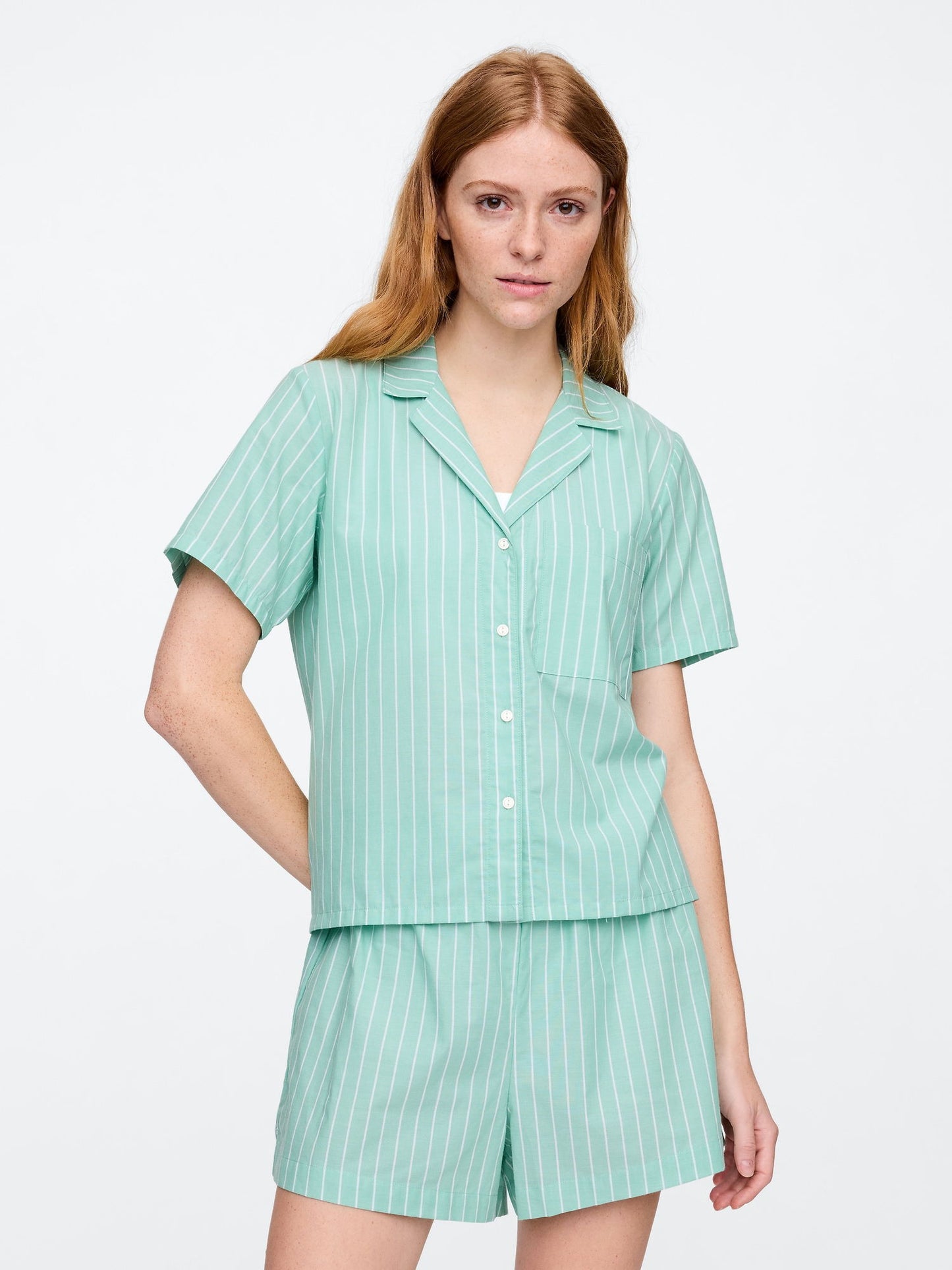 Yeşil Poplin Pijama Üstü