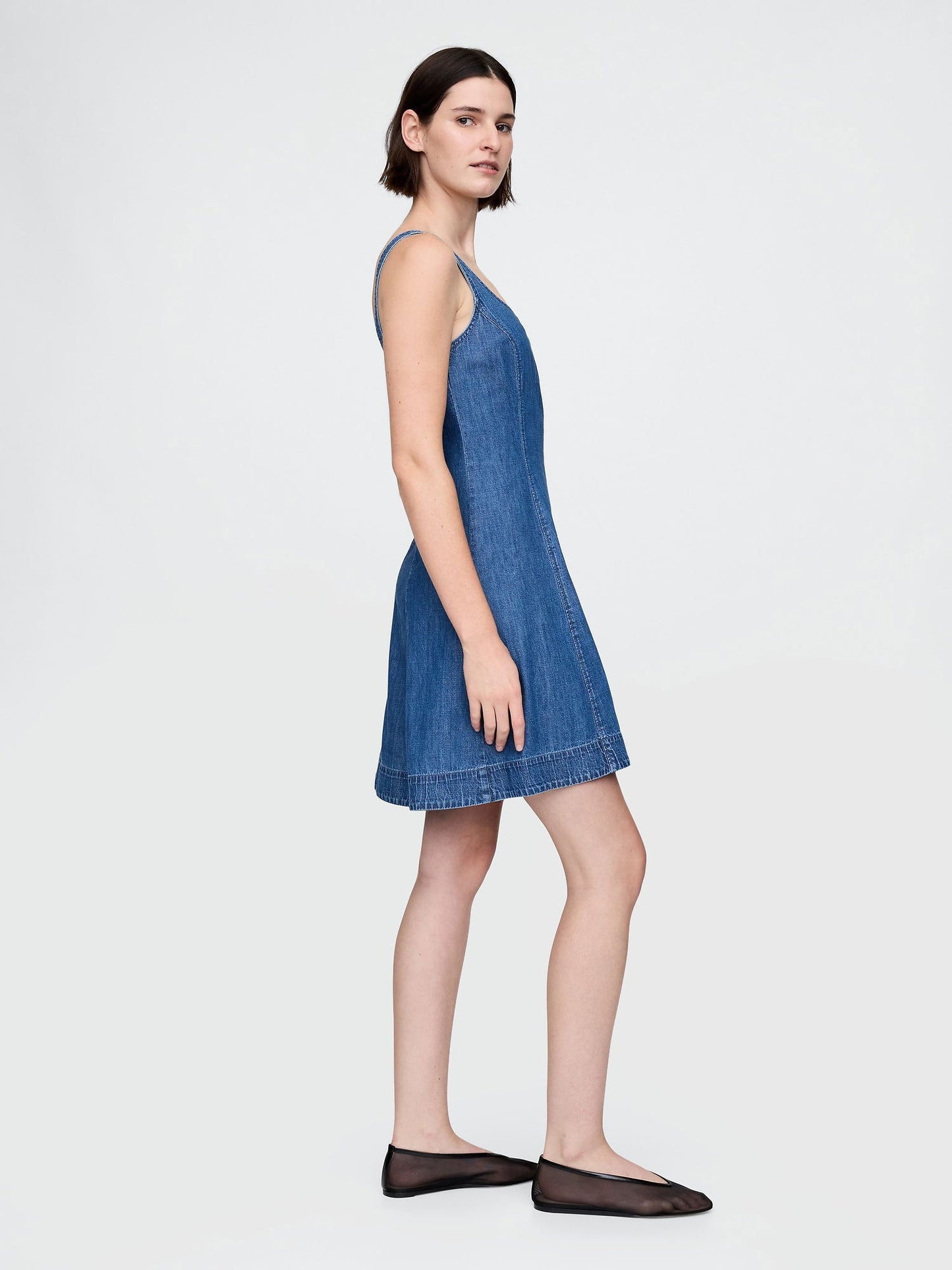 Lacivert Denim Mini Elbise
