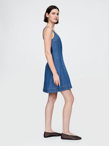 Lacivert Denim Mini Elbise