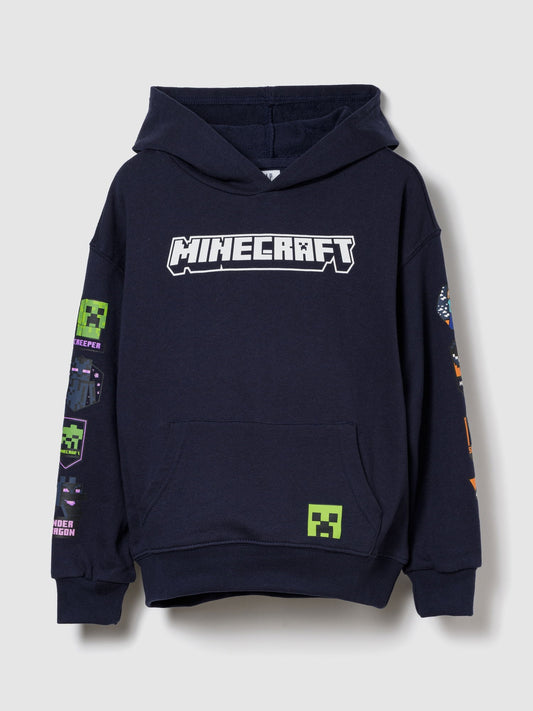 Lacivert Minecraft Baskılı Sweatshirt