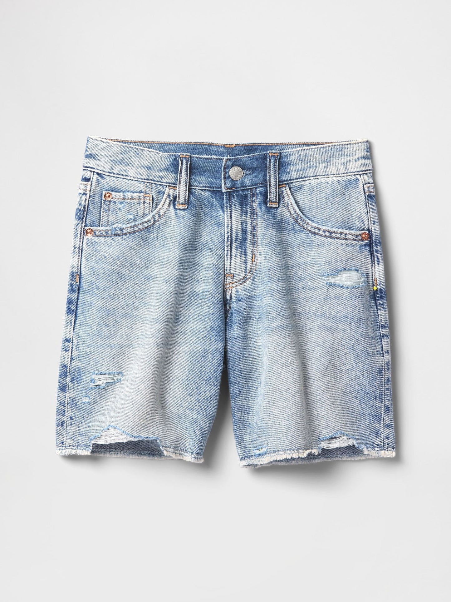 Mavi Düşük Bel Stride Denim Bermuda Şort