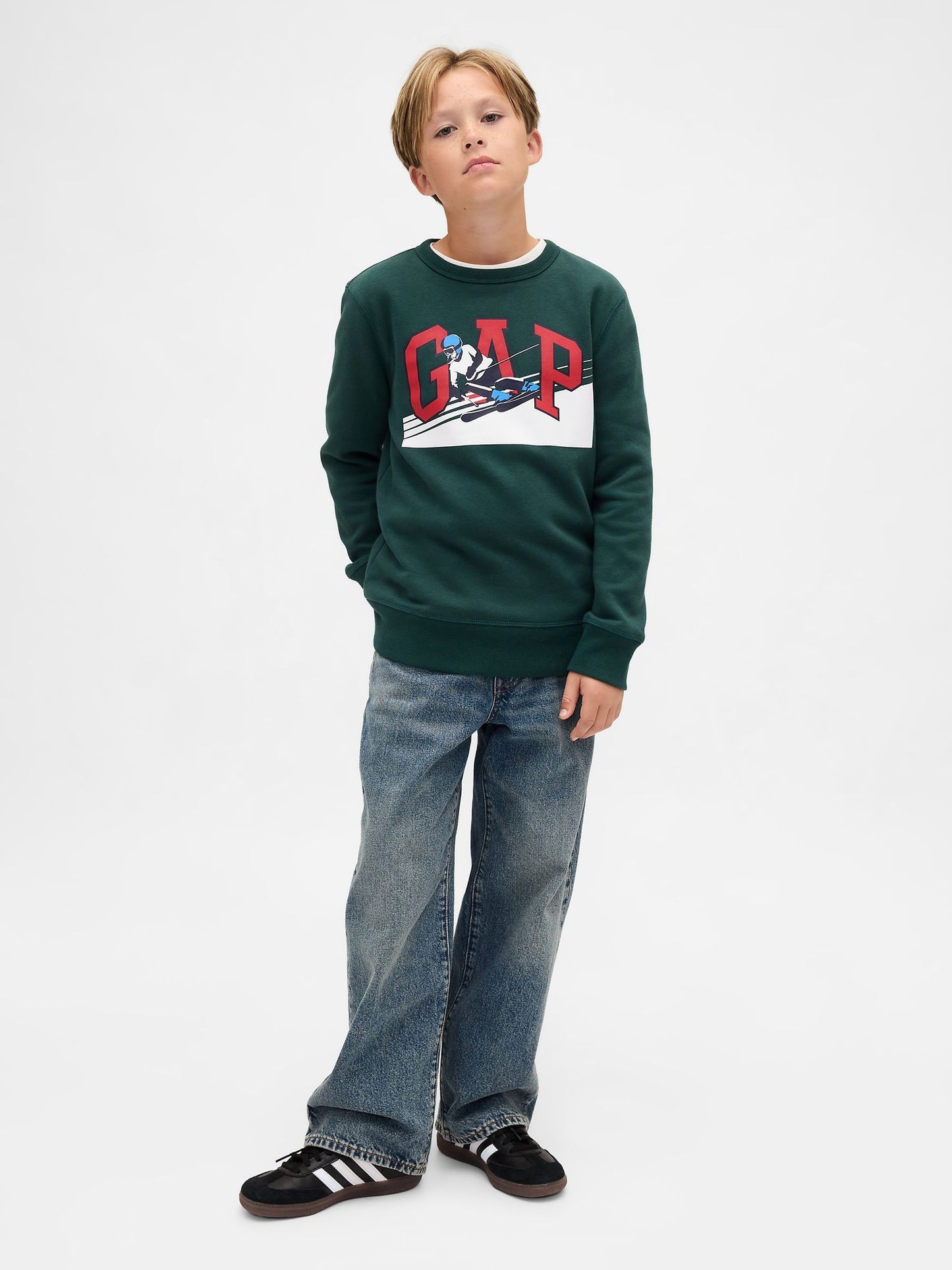 Koyu Yeşil Grafik Logo Sweatshirt