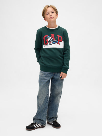 Koyu Yeşil Grafik Logo Sweatshirt