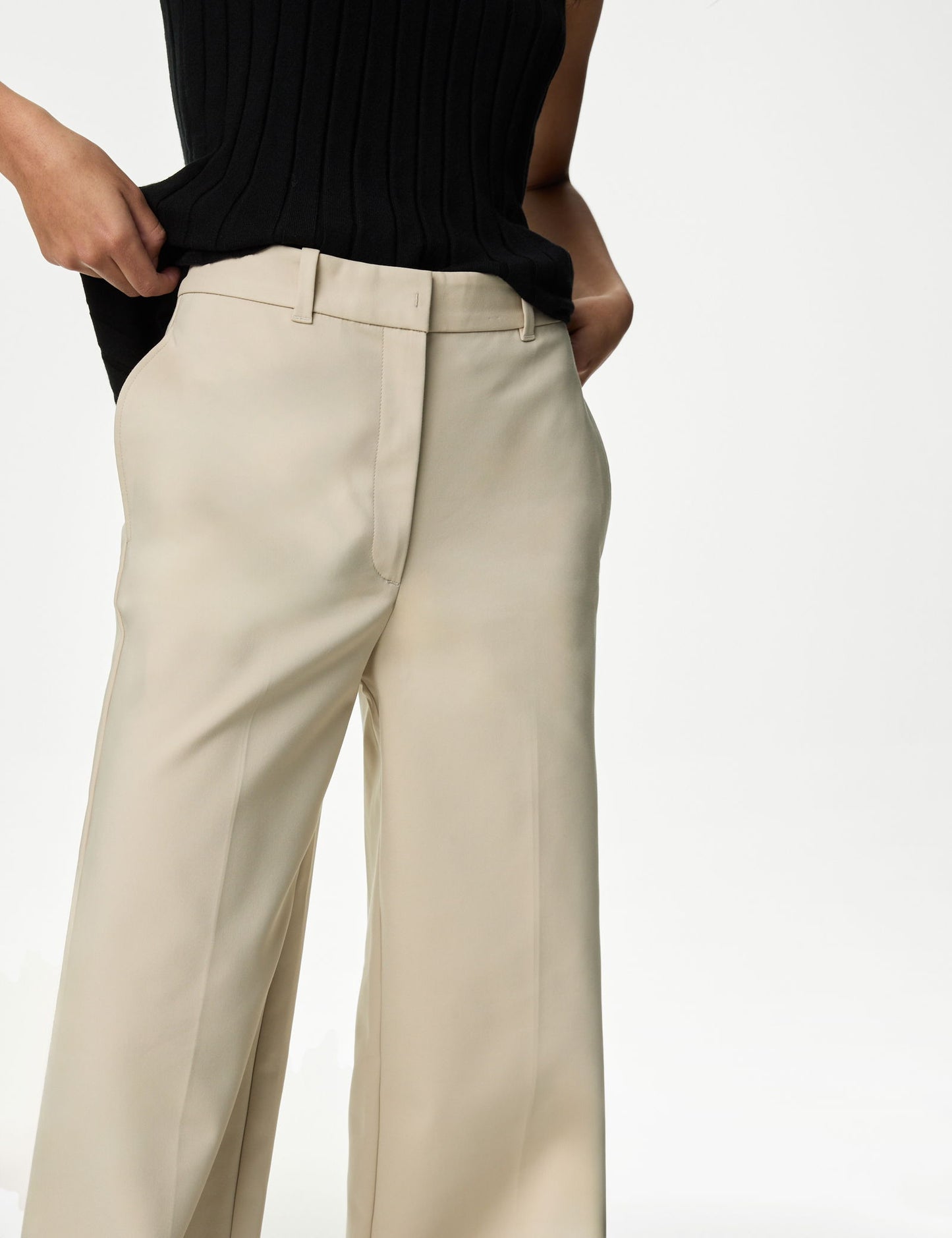 Yüksek Bel Wide Leg Chino Pantolon