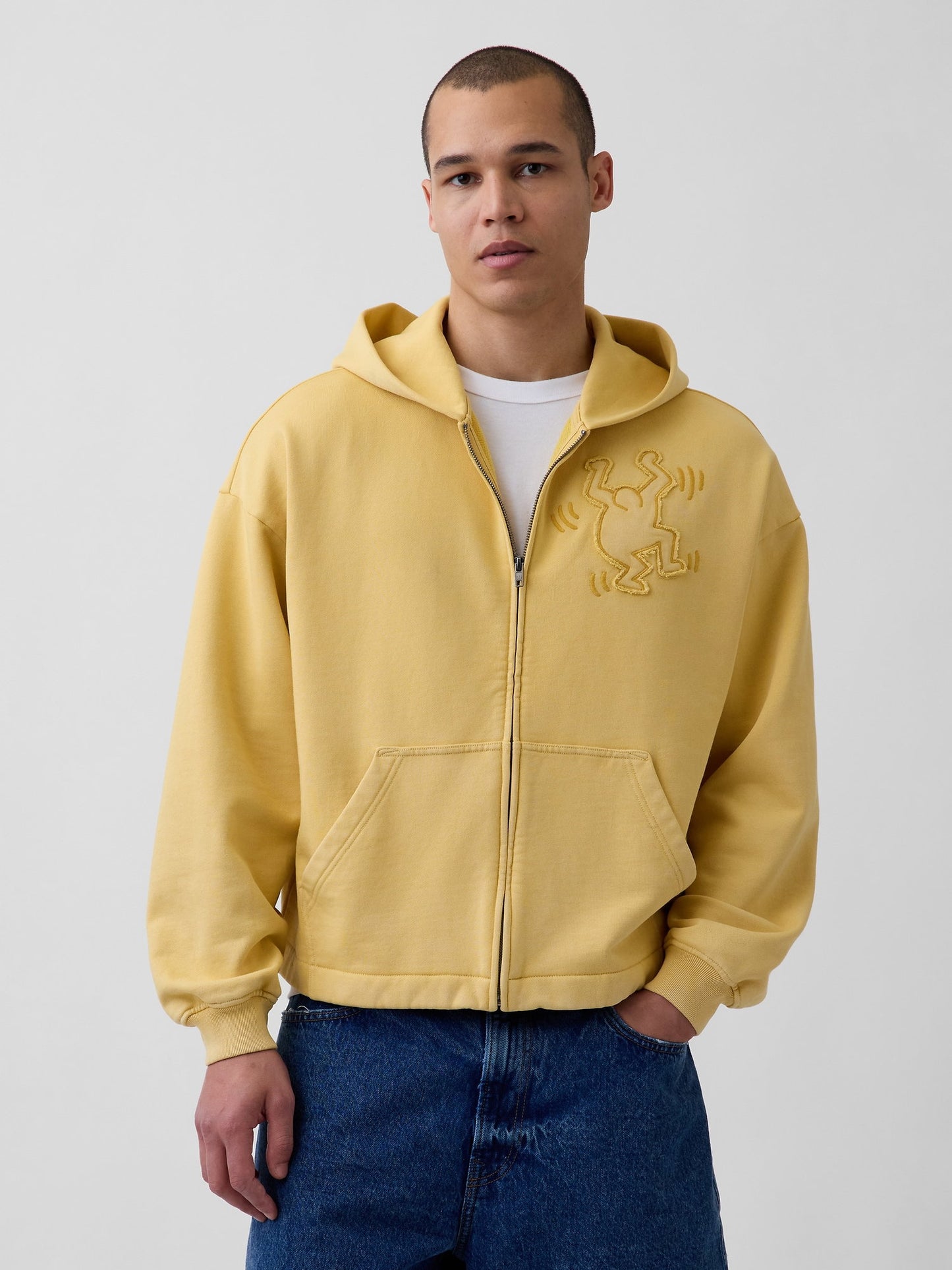 Hardal Keith Haring Heavyweight Crop Fermuarlı Sweatshirt