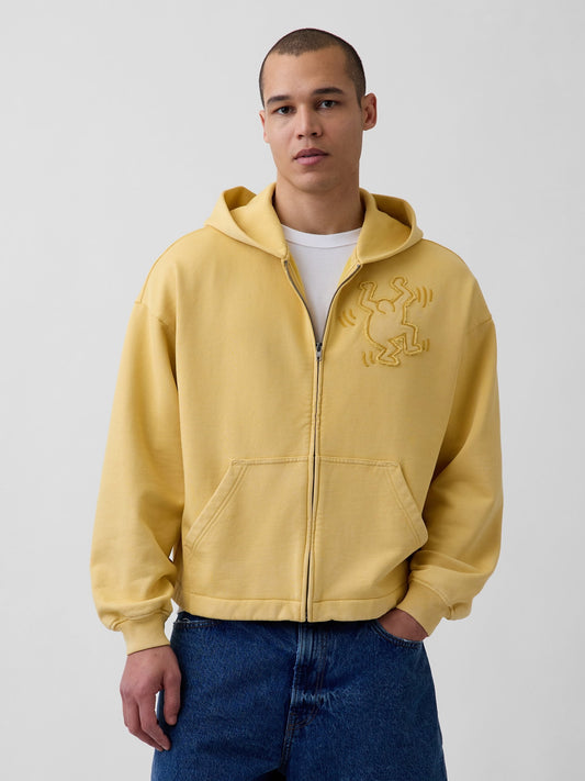 Hardal Keith Haring Heavyweight Crop Fermuarlı Sweatshirt