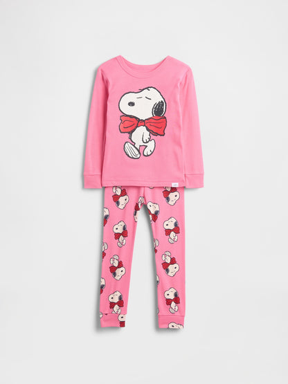 Pembe Snoopy Brushed Organik Pamuk Pijama Takımı