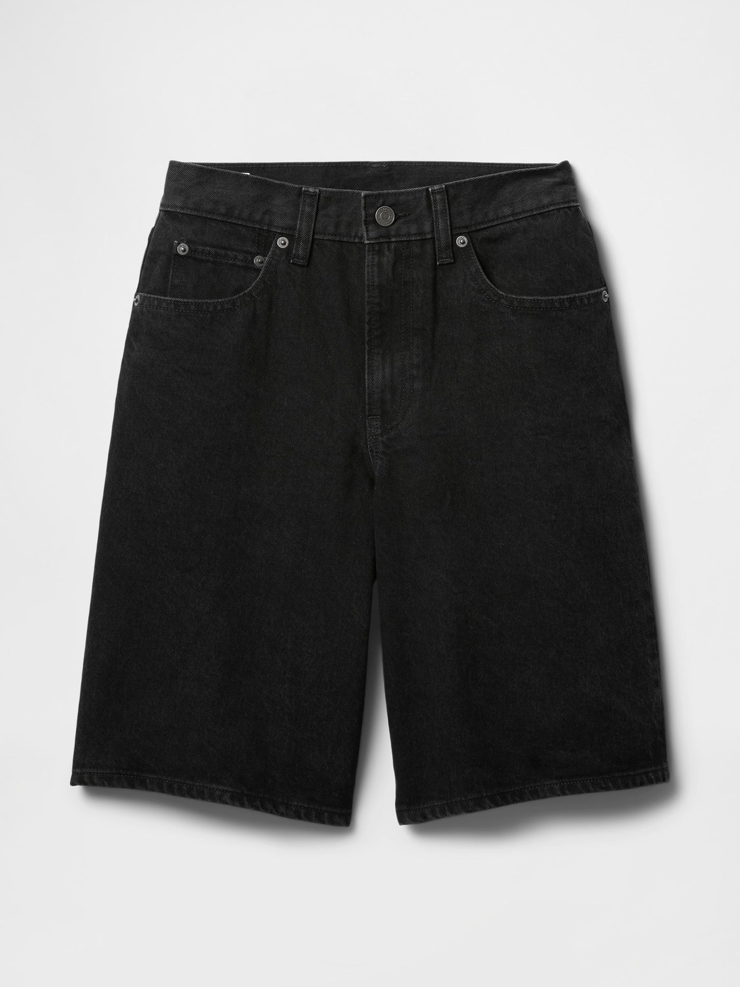 Siyah 11.5 Mid Rise Longline Denim Şort