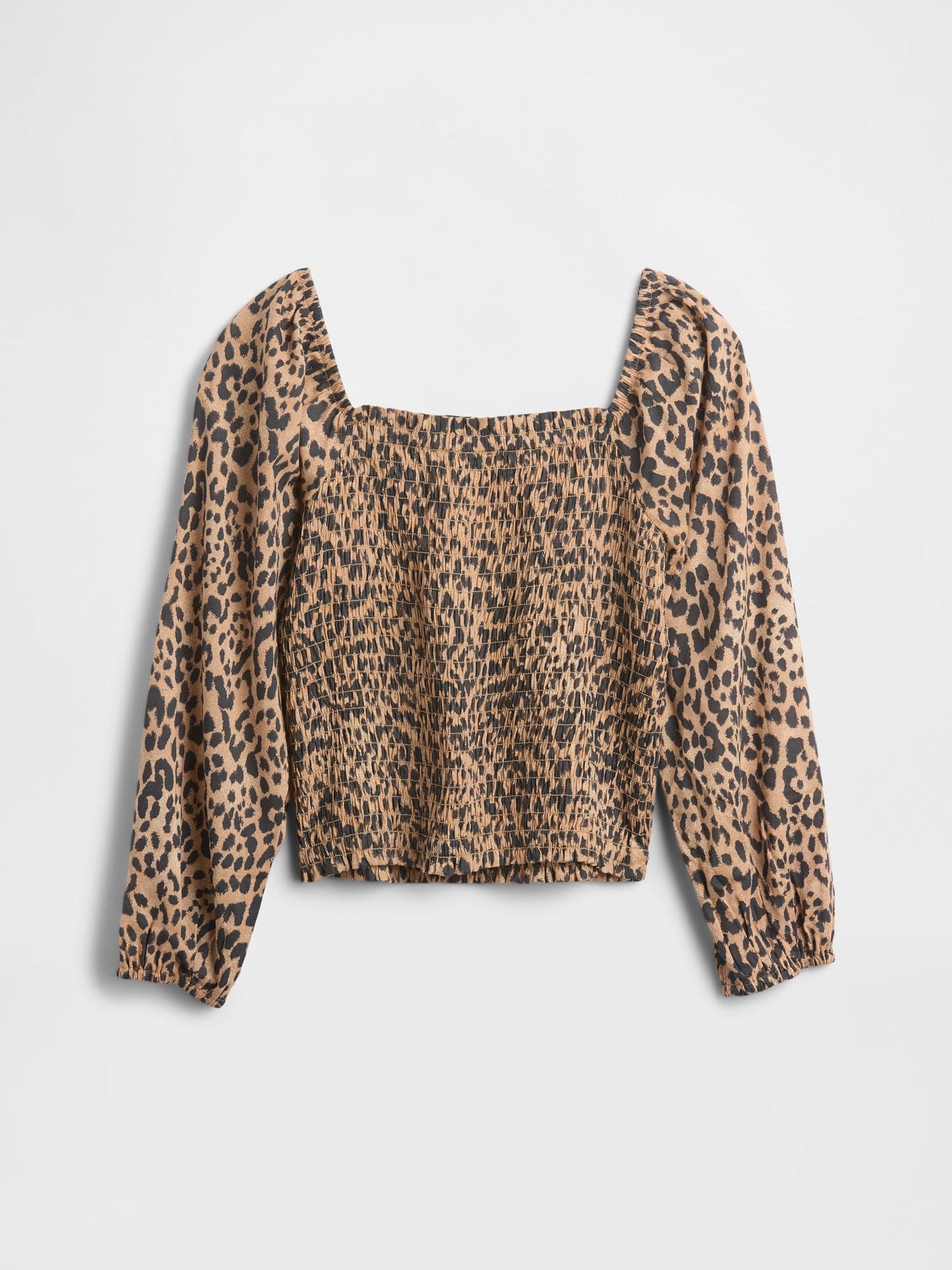 Kahverengi Kare Yaka Leoparlı Bluz