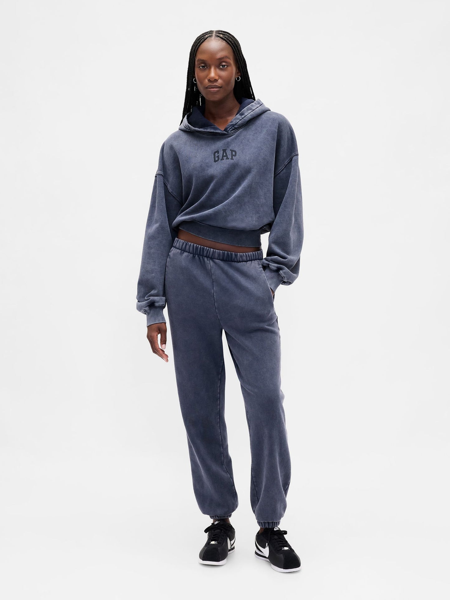 Lacivert Vintagesoft Crop Logo Sweatshirt