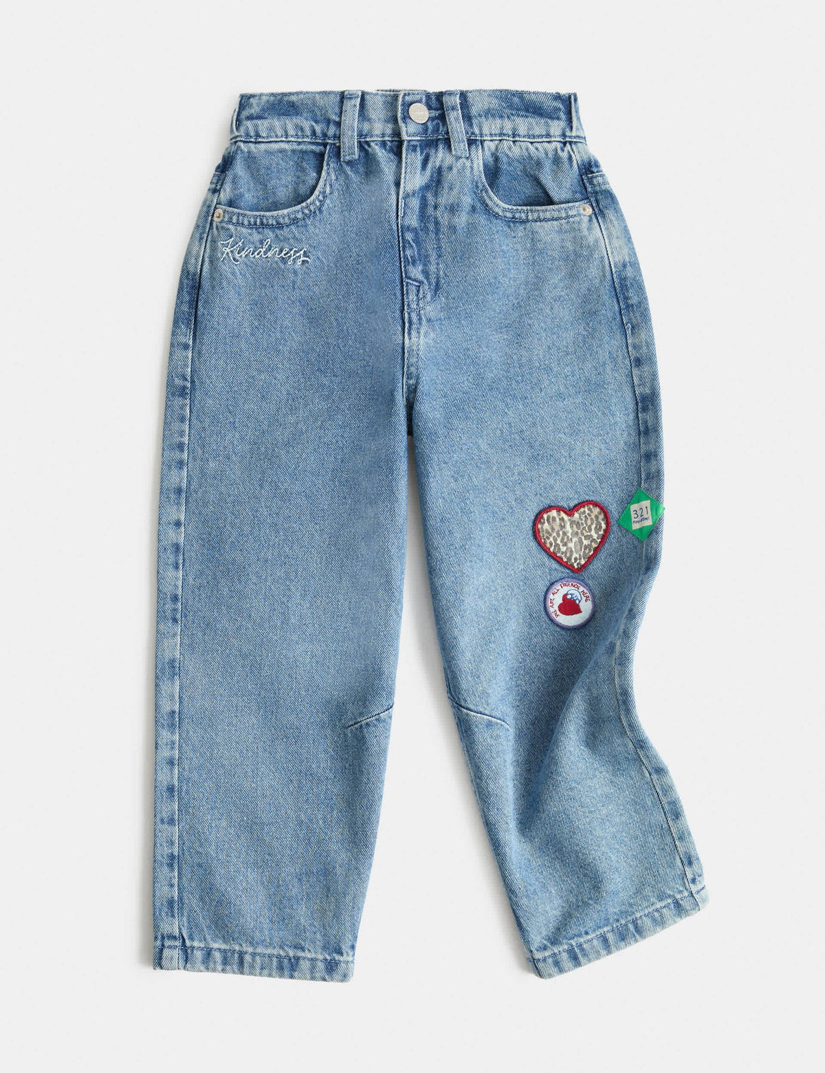 Rozet Detaylı Barrel Leg Jean
