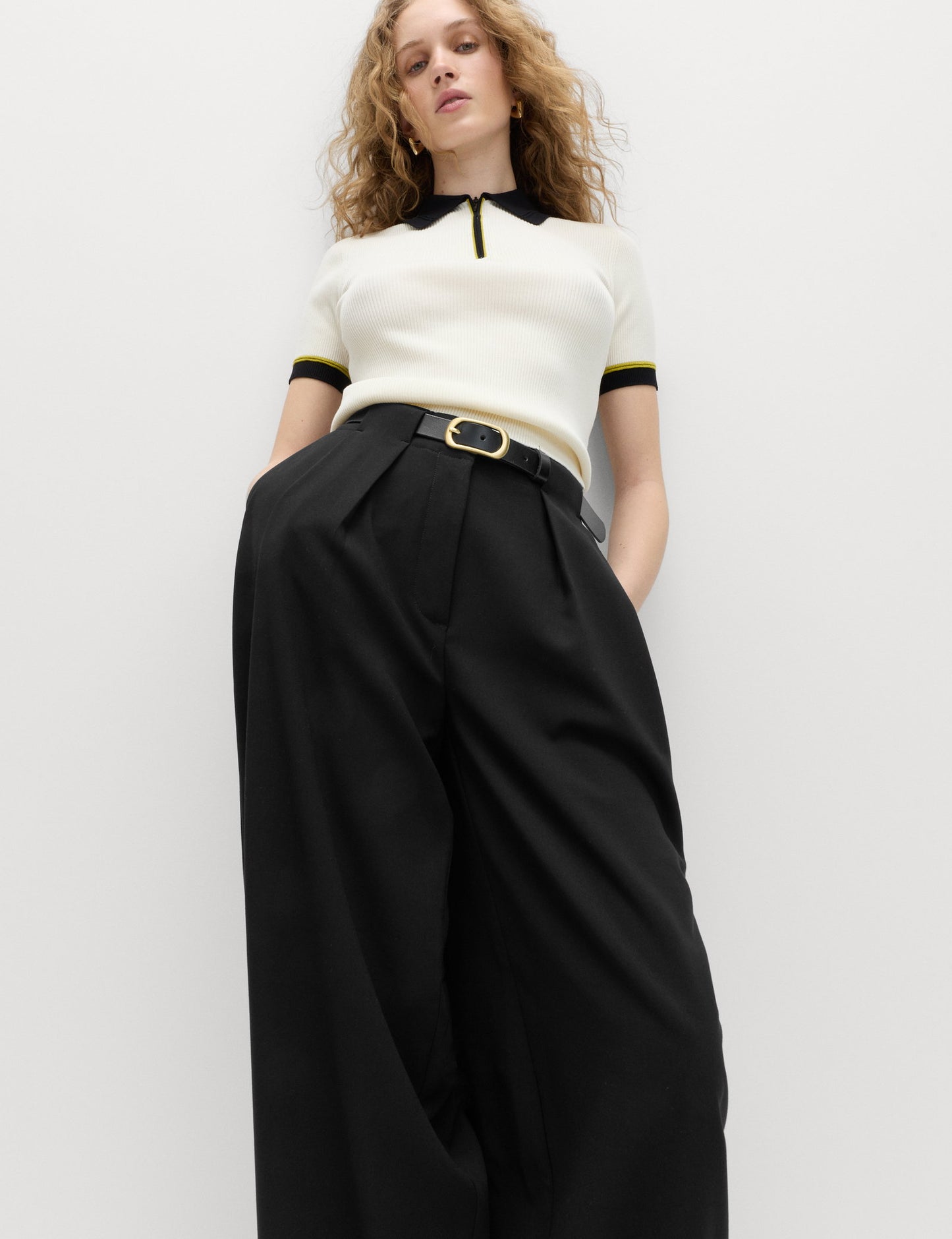 Pile Detaylı Tapered Fit Kadın Pantolon