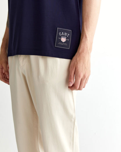 Gant Erkek Lacivert Relaxed Fit Bisiklet Yaka Logolu T-shirt