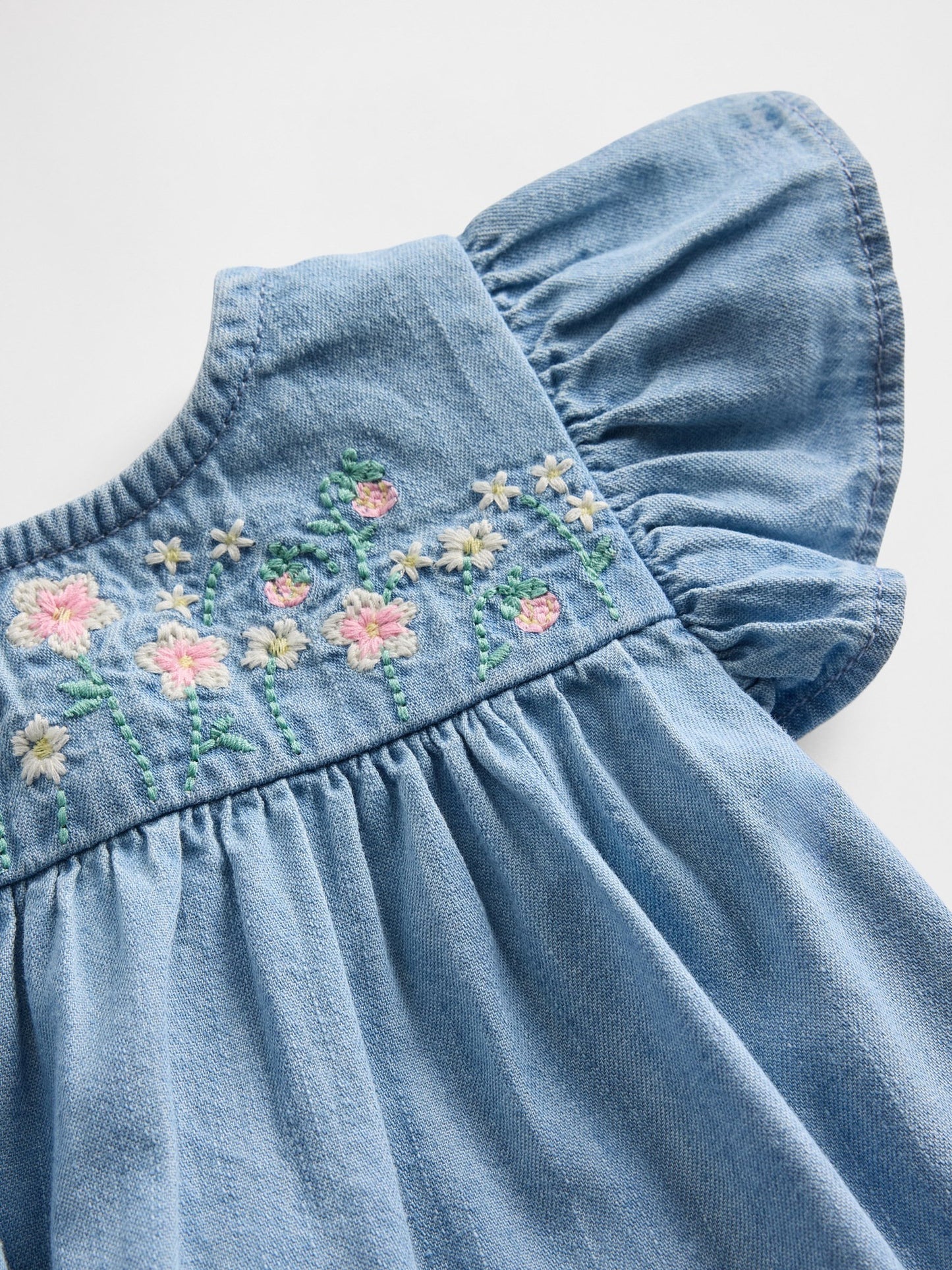 Mavi Denim Işlemeli Outfit Set