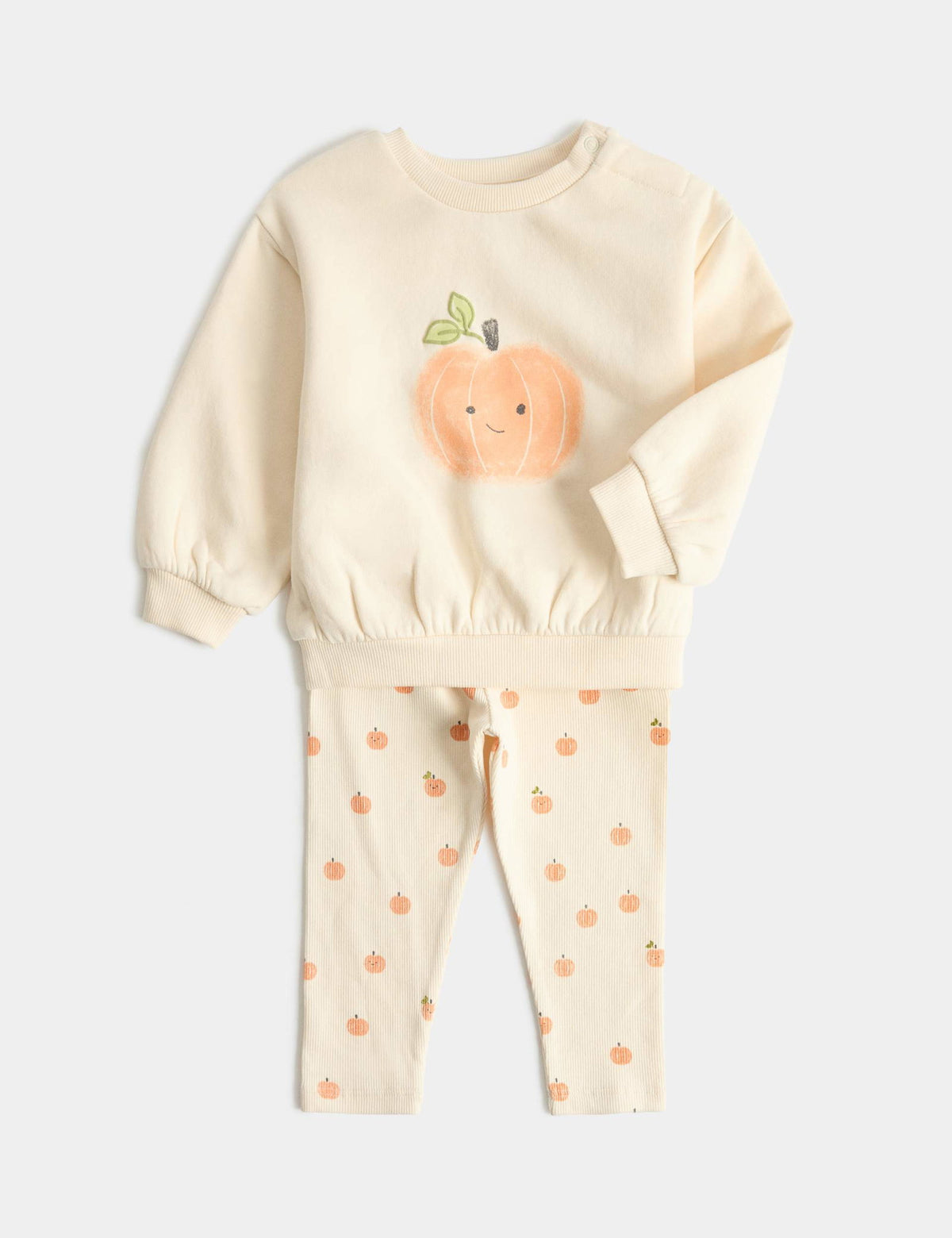 Halloween Balkabağı Desenli Sweatshirt Ve Eşofman Altı Seti