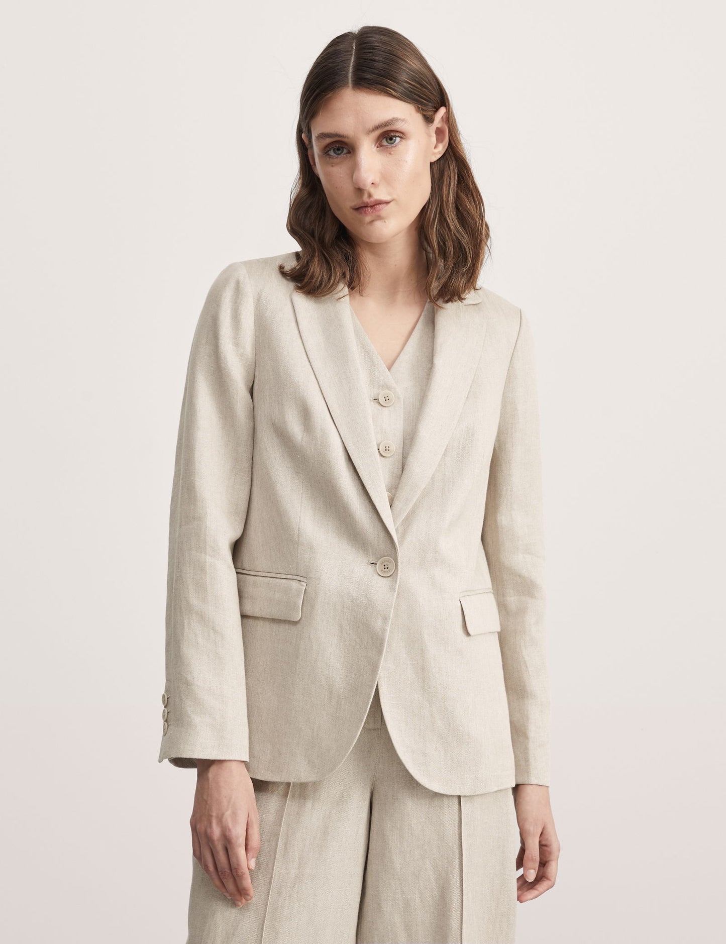 Relaxed Fit Keten Blazer Ceket