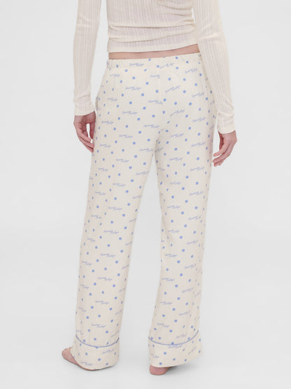 Kırık Beyaz Gap × Summer Fridays Relaxed Flannel Dotted Pijama Altı