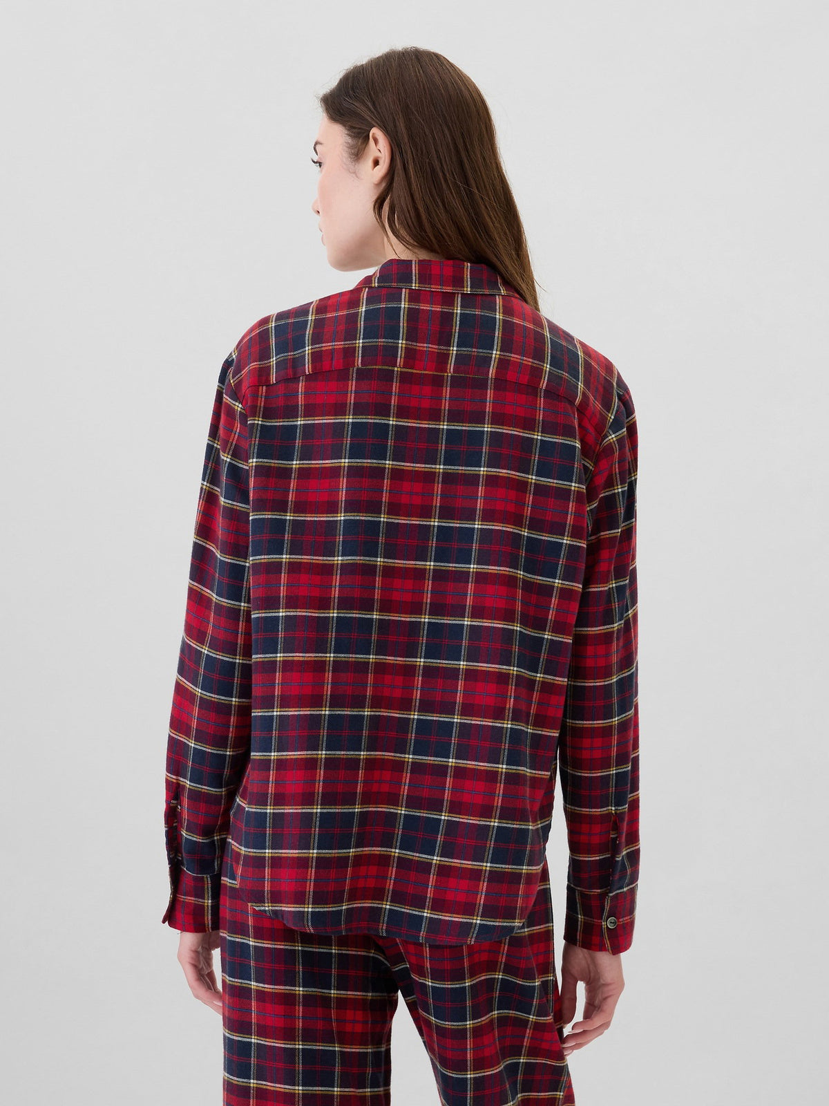 Bordo Relaxed Flannel Pijama Üstü