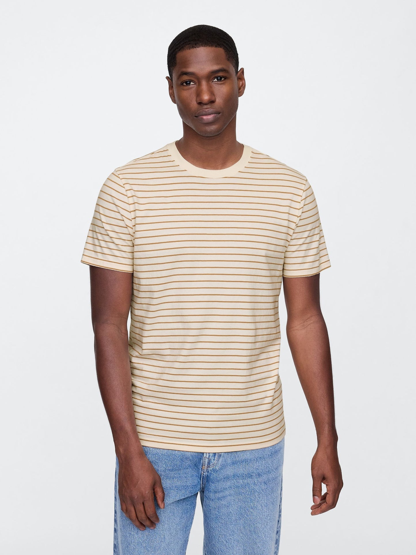 Bej Relaxed Bisiklet Yaka T-shirt