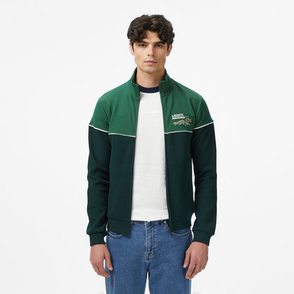 Lacoste Erkek Slim Fit Fermuarlı Renk Bloklu Yeşil Sweatshirt
