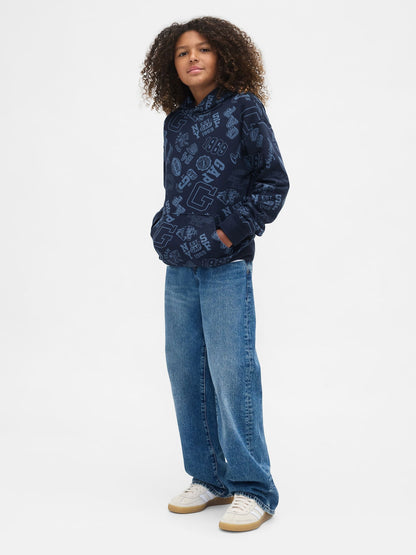 Lacivert Relaxed Gap Baskılı Sweatshirt