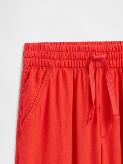 Kırmızı Pull-on Linen-blend Pantolon
