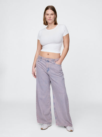 Gri Mid Rise Ultrasoft Baggy Jean Pantolon