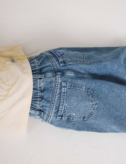 Rozet Detaylı Barrel Leg Jean