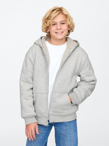 Gri Vintagesoft Sherpa Fermuarlı Sweatshirt