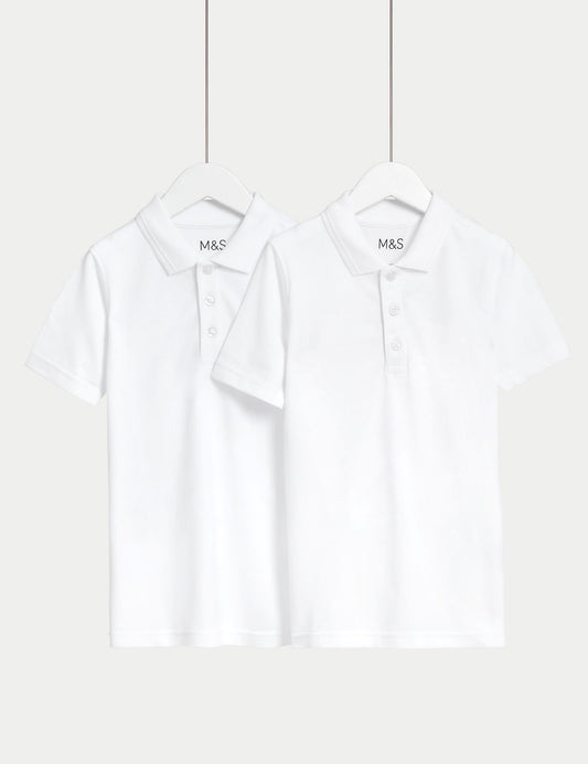 Saf Pamuklu 2'li Kısa Kollu Polo Yaka Slim T-shirt (2-18 Yaş)