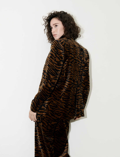 Kadife Leopar Desenli Ceket