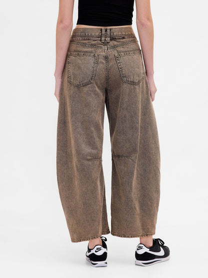 Kahverengi High Rise Ultrasoft Horseshoe Jean Pantolon