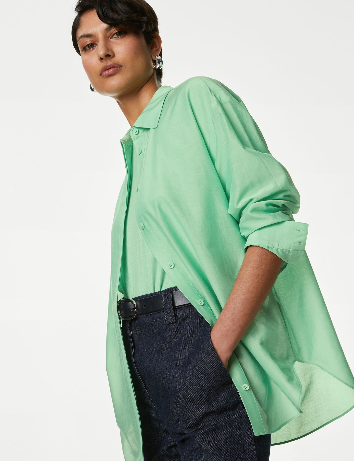 Relaxed Fit Uzun Kollu Ipek Gömlek