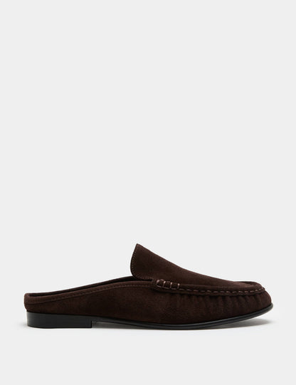 Büzgü Detaylı Arkası Açık Süet Loafer