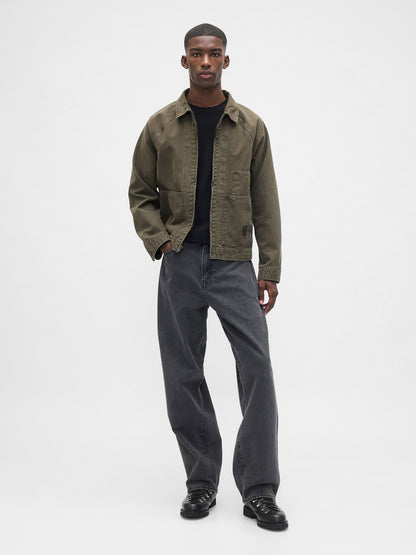 Haki Canvas Denim Chore Ceket
