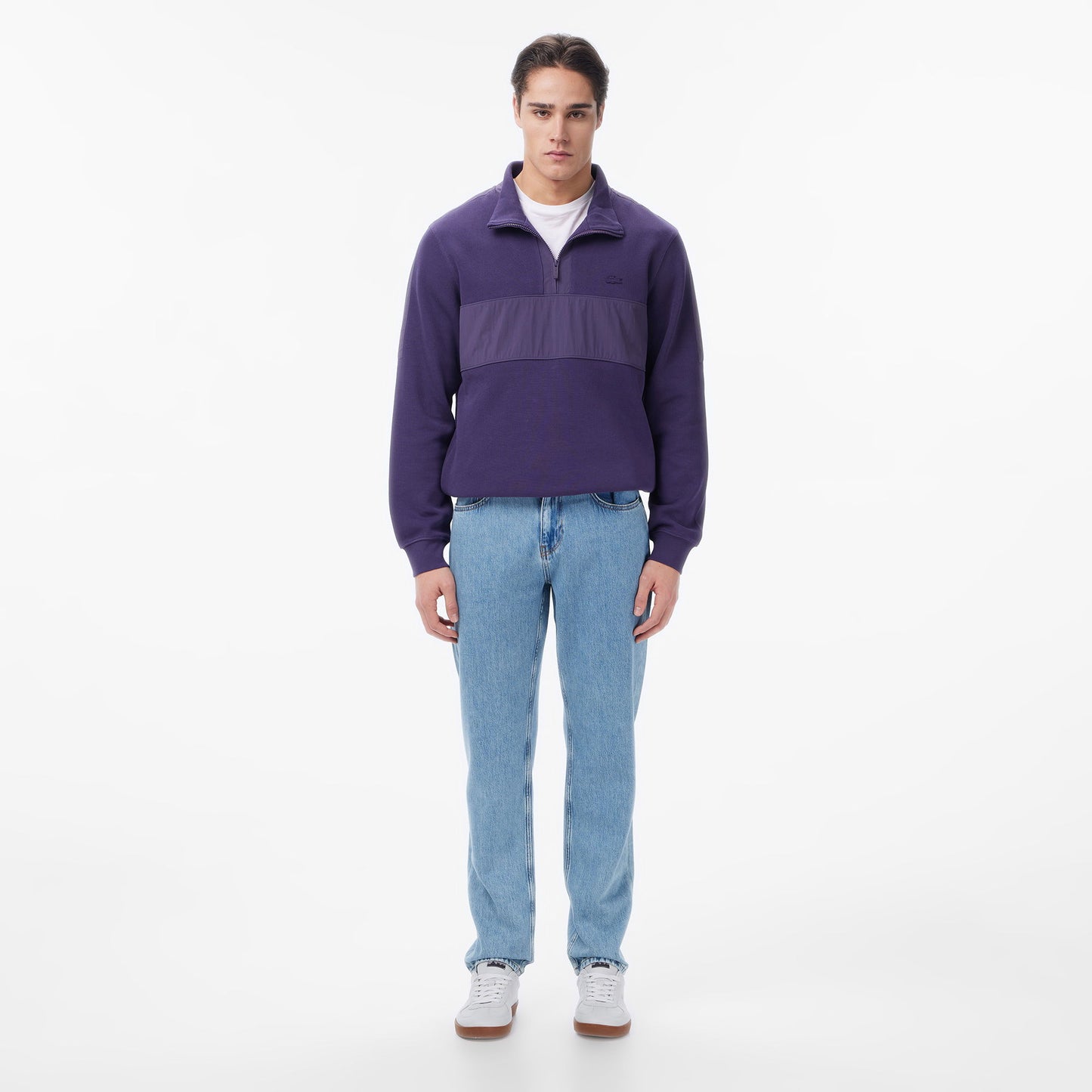 Lacoste Erkek Classic Fit Yarım Fermuarlı Mor Sweatshirt