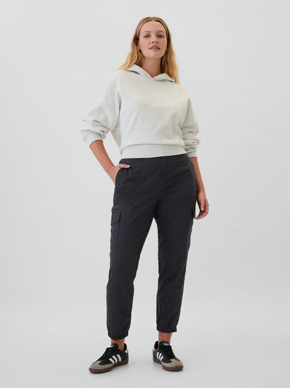 Siyah Twill Jogger Kargo Pantolon